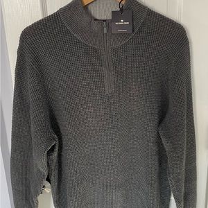 NEW - The Normal Brand waffle knit zip sweater - Charcoal